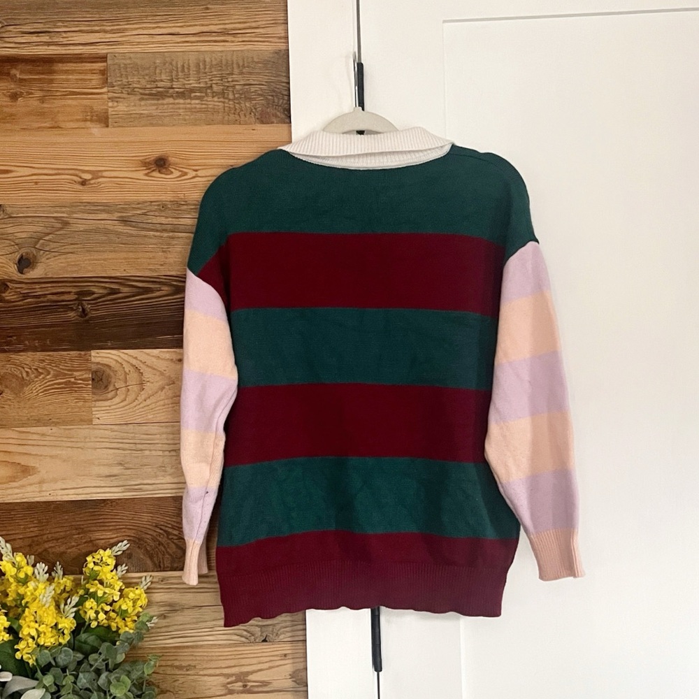 Cider Striped Patchy Polo Sweater - Picture 5 of 6